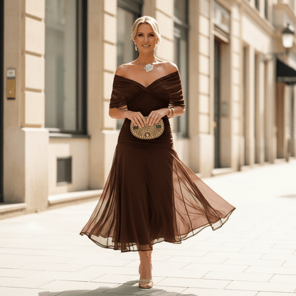 Ruched V-Neck Maxi Dress