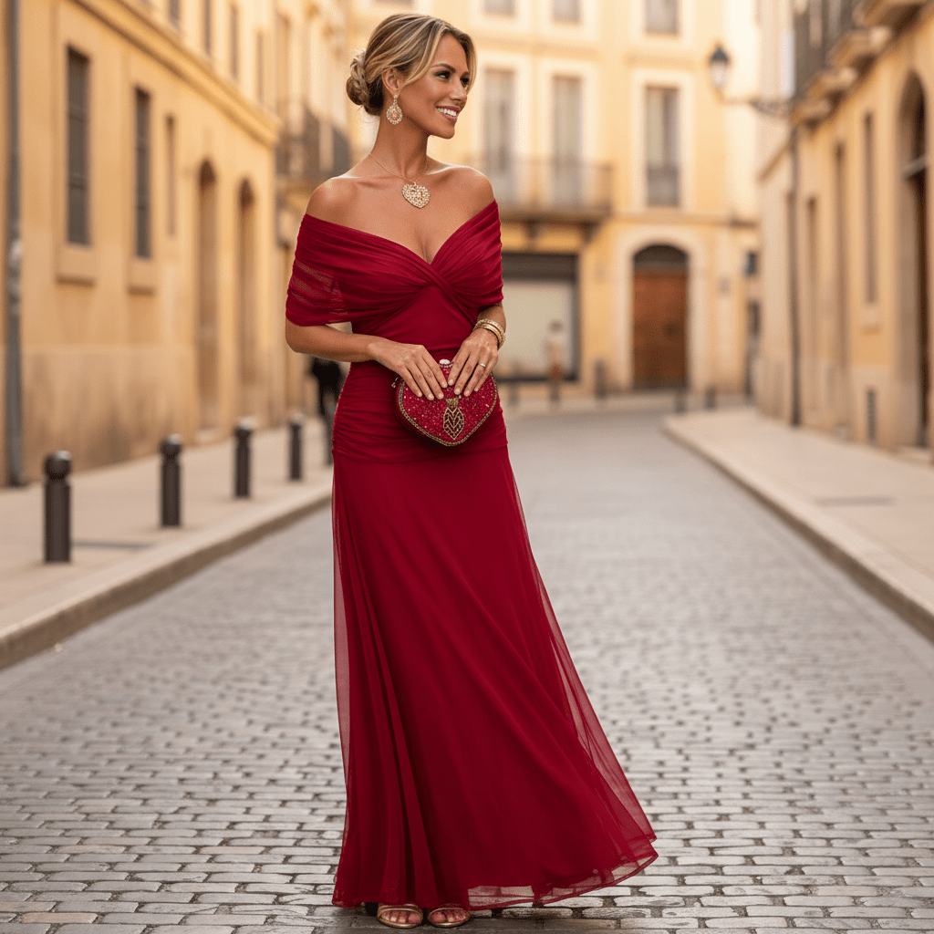 Ruched V-Neck Maxi Dress