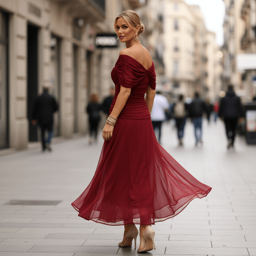 Ruched V-Neck Maxi Dress
