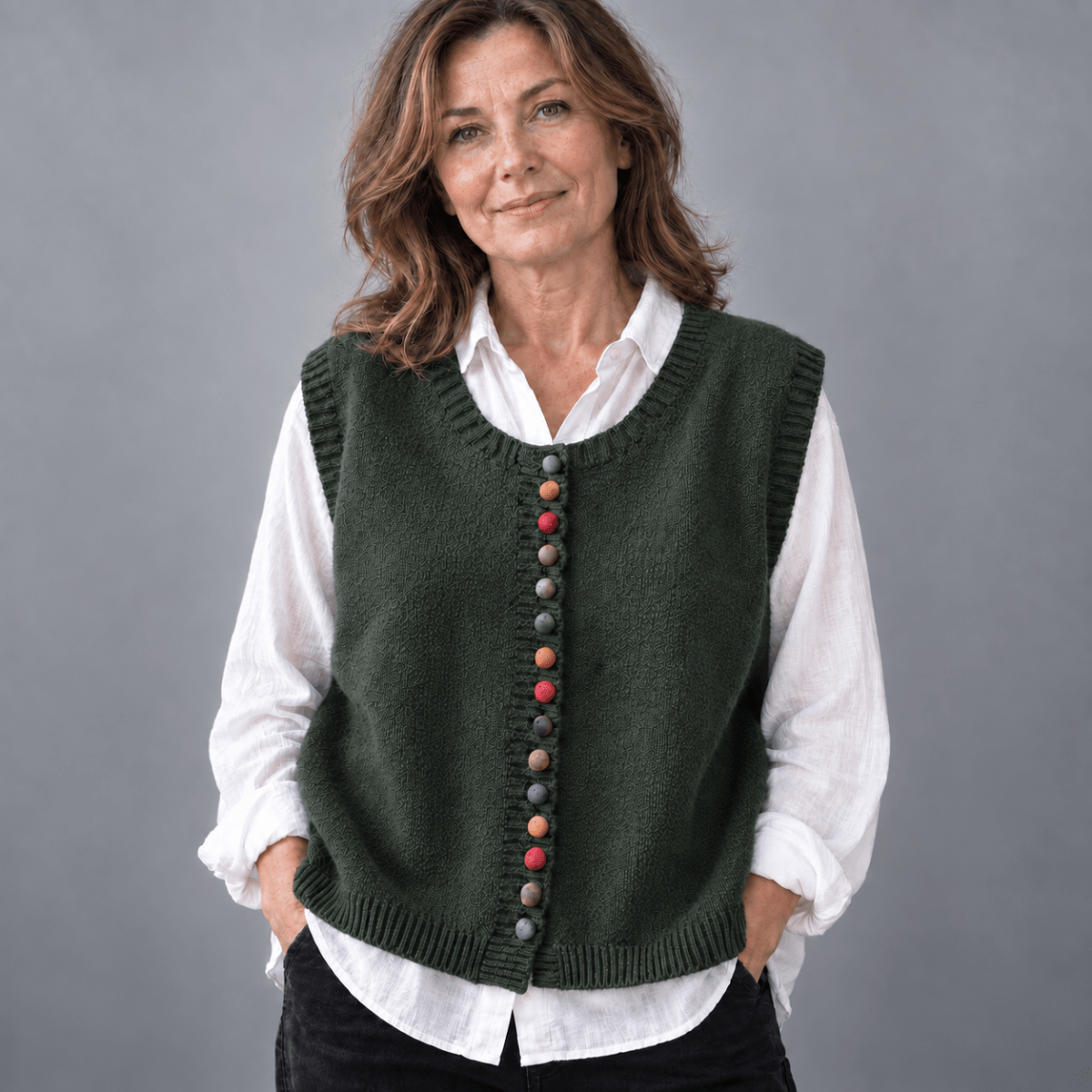 Quinn | Women's Ribbed Knit Button-Front Vest