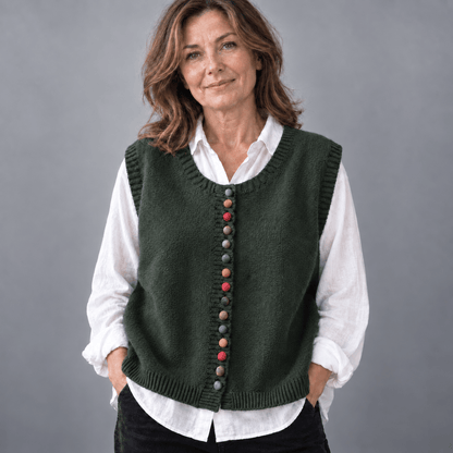 Quinn | Women's Ribbed Knit Button-Front Vest