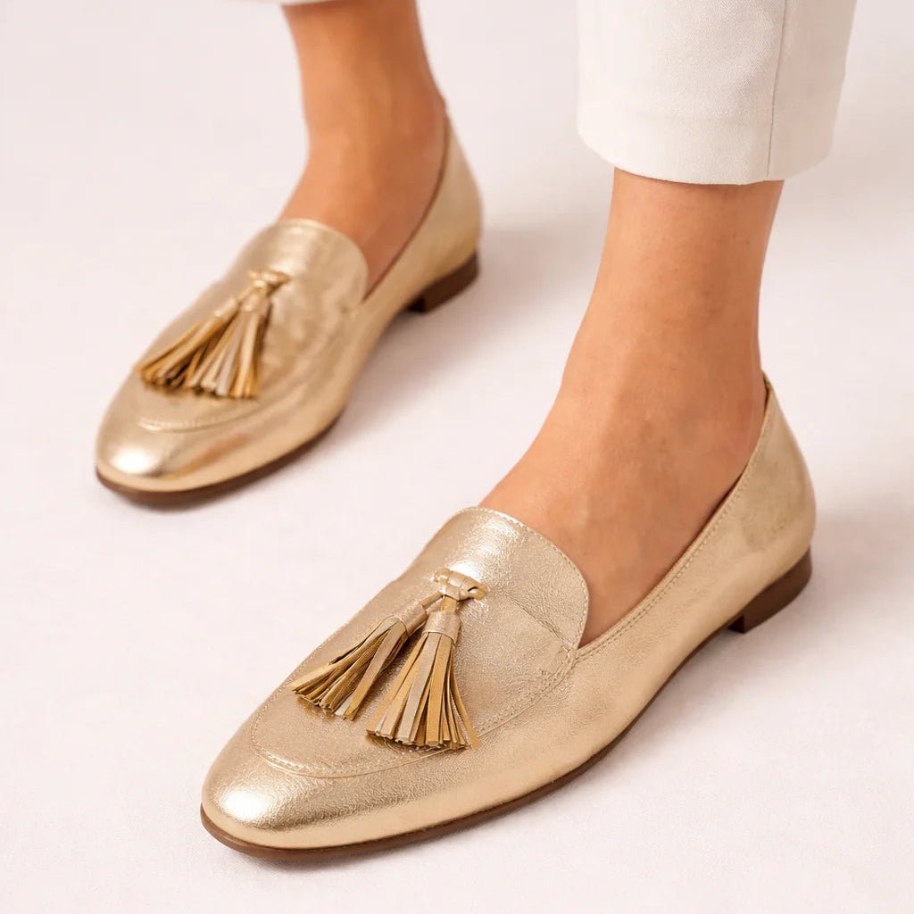 Golden Tassel Moccasin Loafers