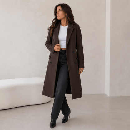Sloane | Women's Longline Double-Breasted Belted Coat