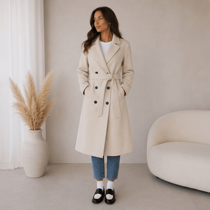 Sloane | Women's Longline Double-Breasted Belted Coat