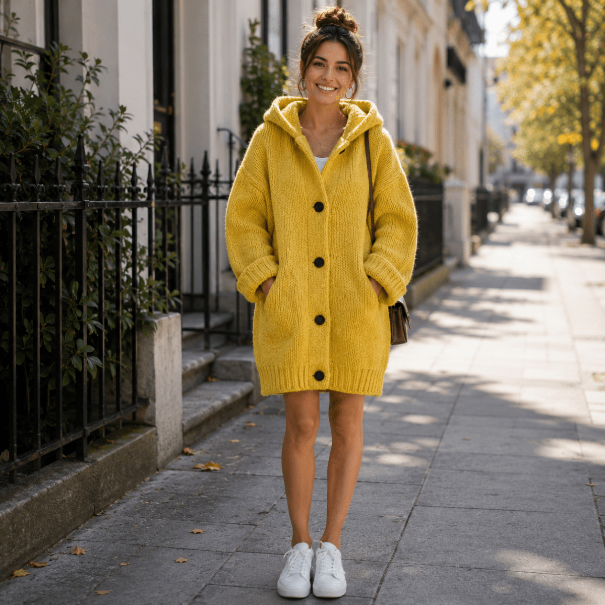 Entspannter Kapuzen-Cardigan für den Alltagsschichtlook