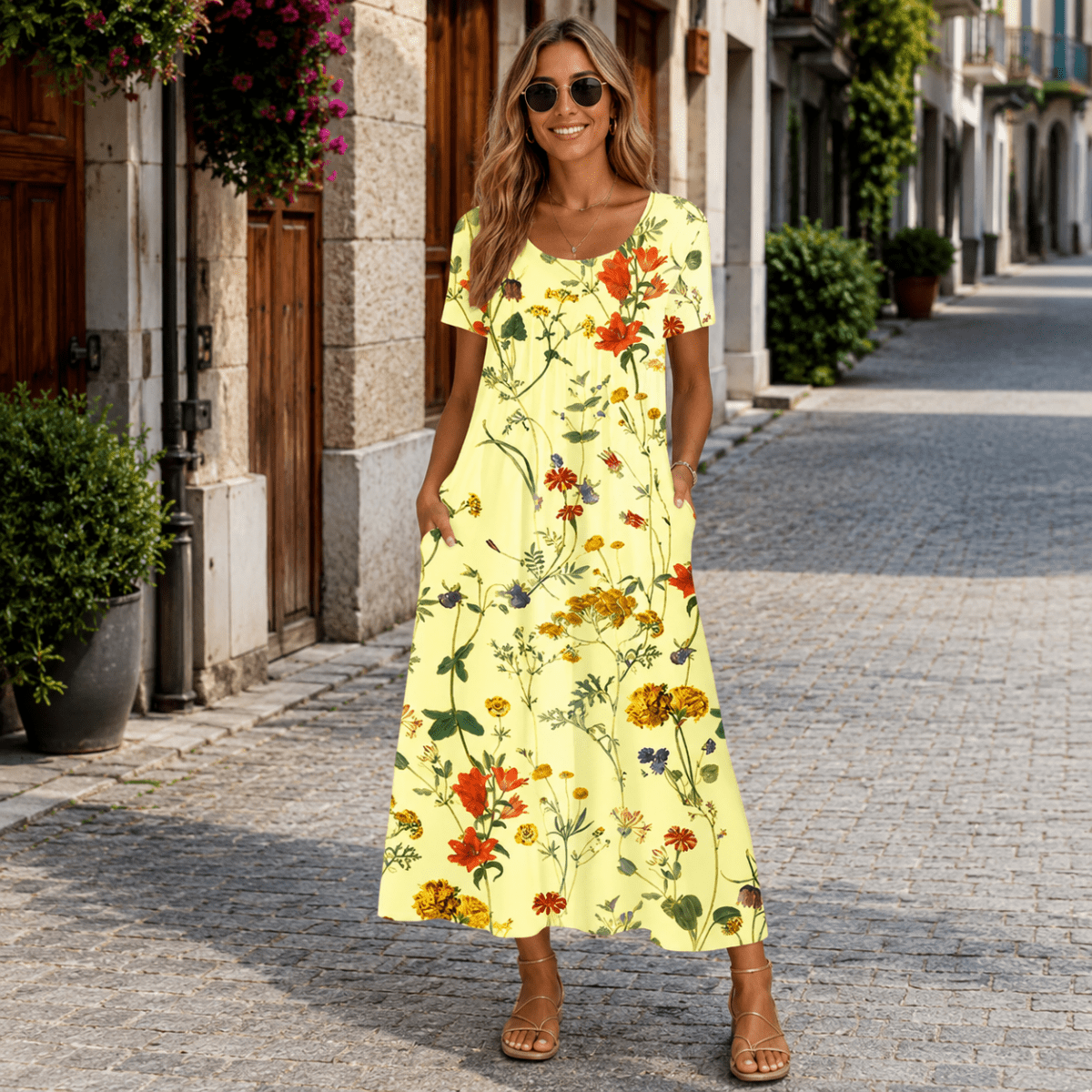 Vestido midi floral fresco para cada ocasión de verano