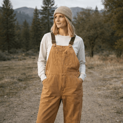 Camel Straight-Leg Bib Overalls for Women