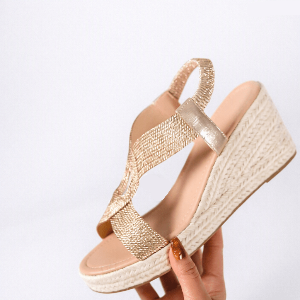 Metallic Platform Wedge Sandals