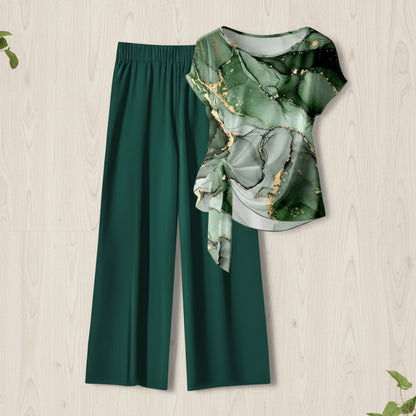 Printed Necktie Shirt And Pants Set