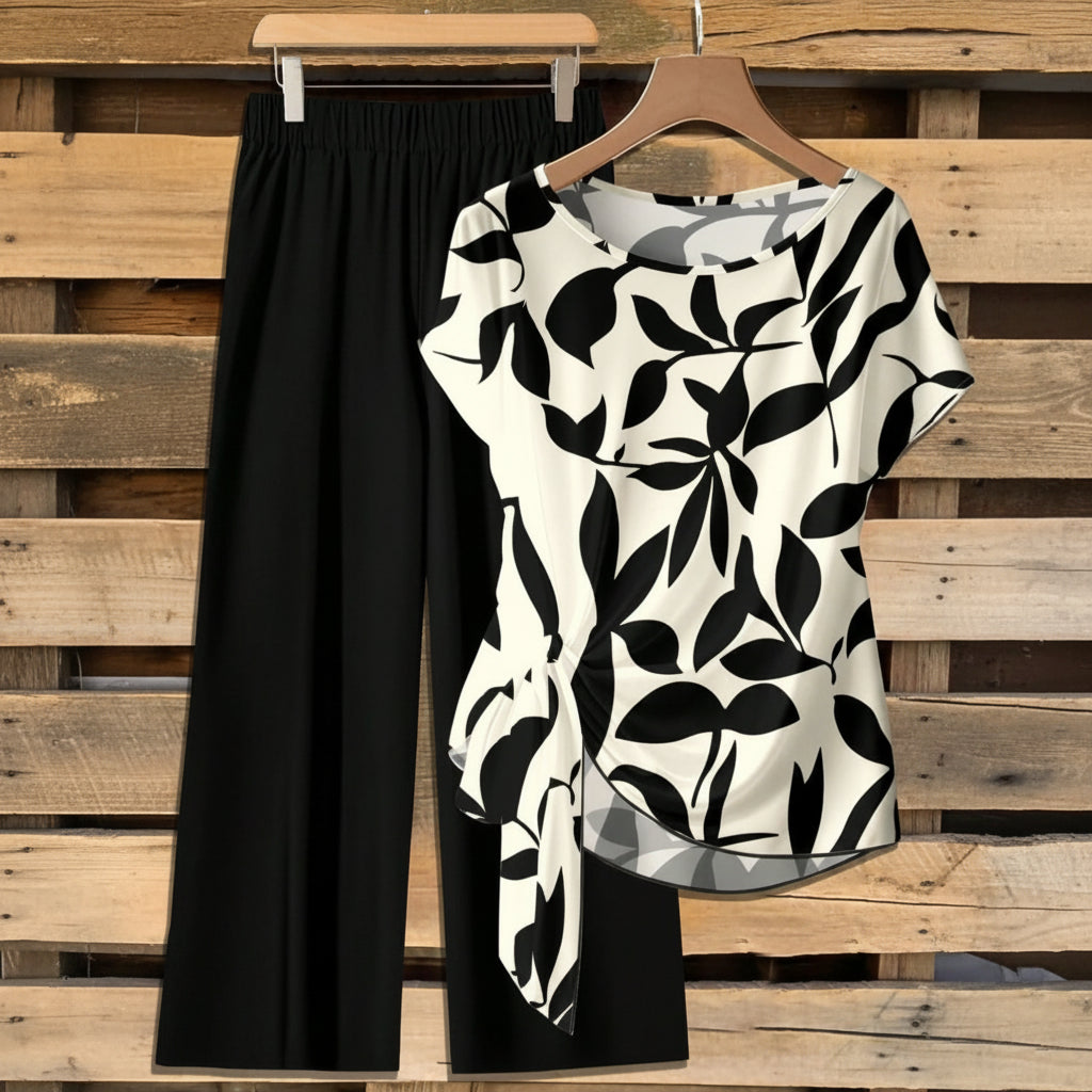 Printed Necktie Shirt And Pants Set