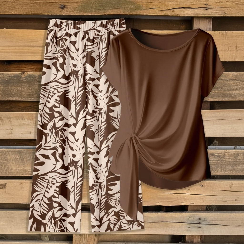 Printed Necktie Shirt And Pants Set