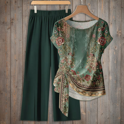 Printed Necktie Shirt And Pants Set