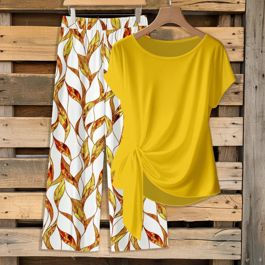 Printed Necktie Shirt And Pants Set