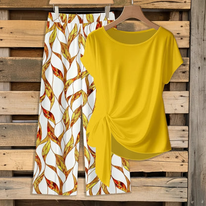 Printed Necktie Shirt And Pants Set