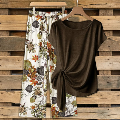 Printed Necktie Shirt And Pants Set