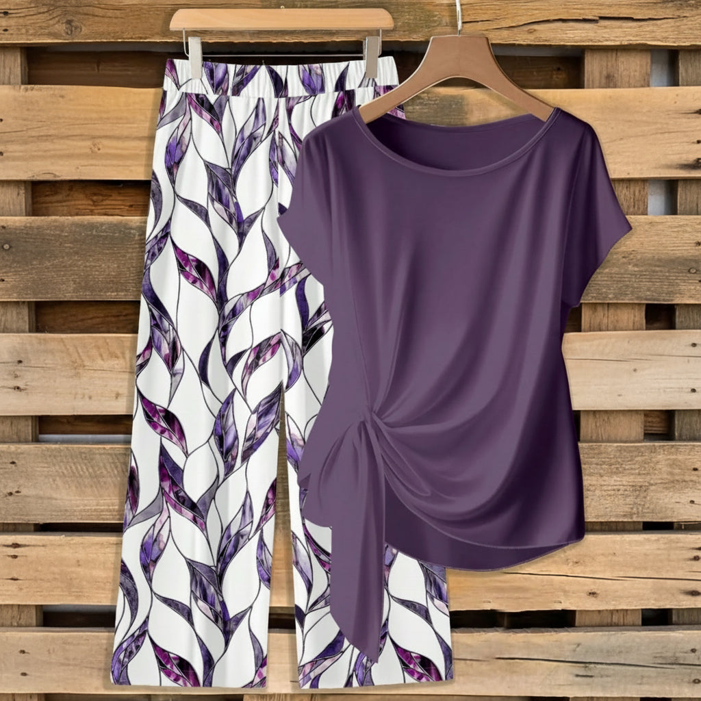Printed Necktie Shirt And Pants Set