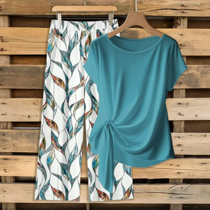 Printed Necktie Shirt And Pants Set