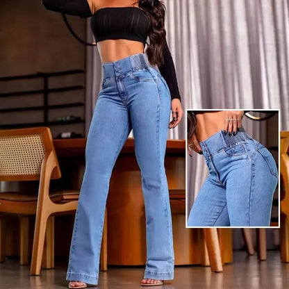 High Waist Button Front Jeans