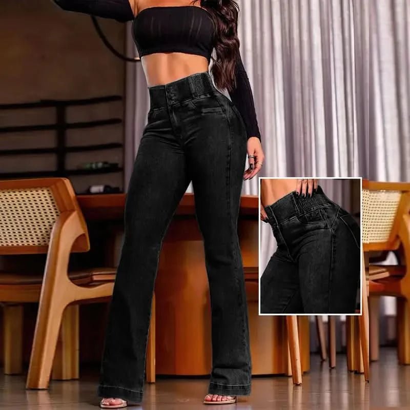 High Waist Button Front Jeans