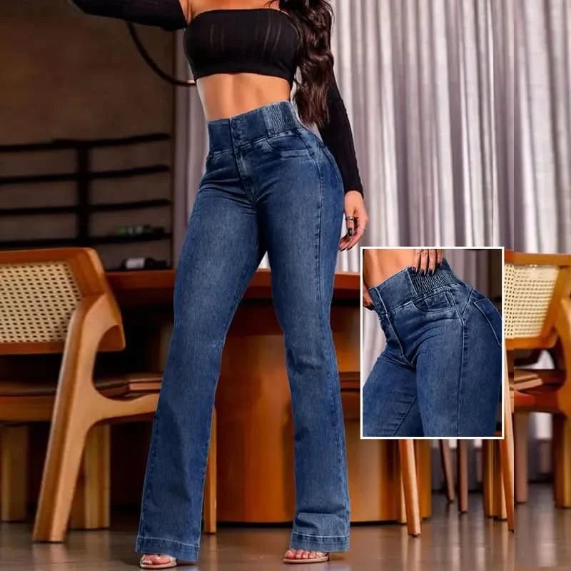High Waist Button Front Jeans