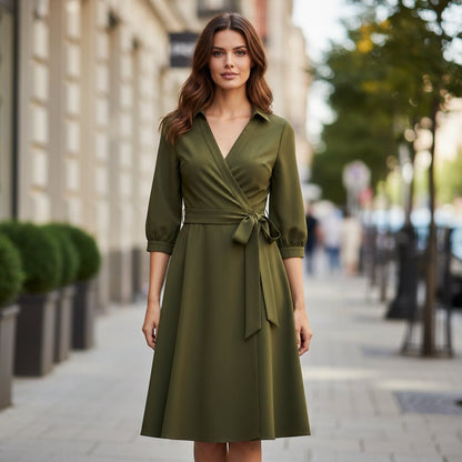 Belted Midi Wrap Dress