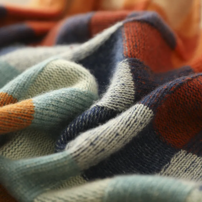 Retro-Rollkragenpullover im Colorblock-Design