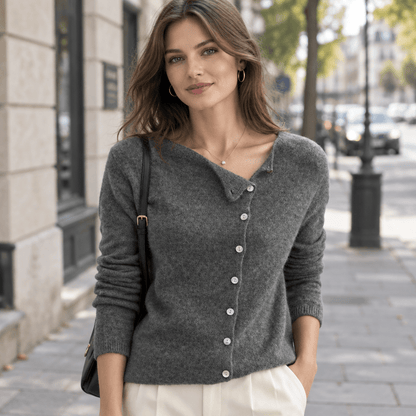 Asymmetric Button-Up Cardigan