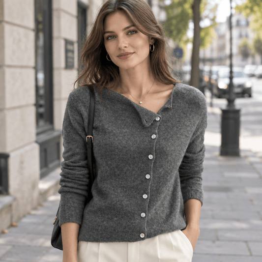 Asymmetric Button-Up Cardigan
