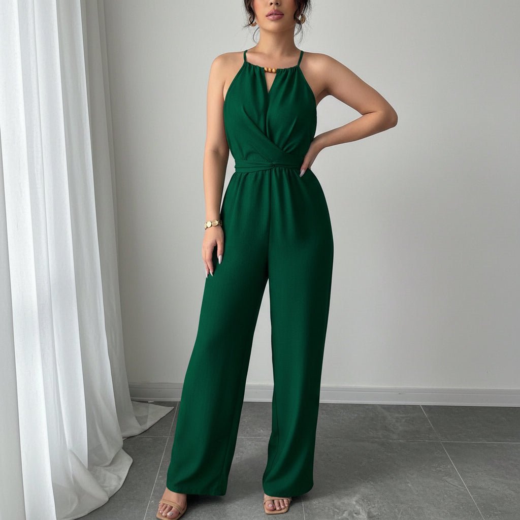 Deep Halter Neck Jumpsuits