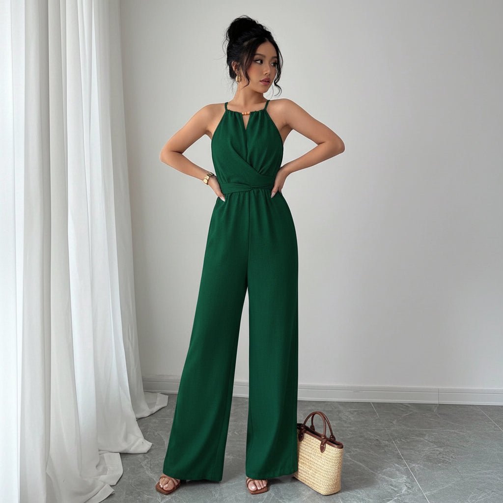 Deep Halter Neck Jumpsuits