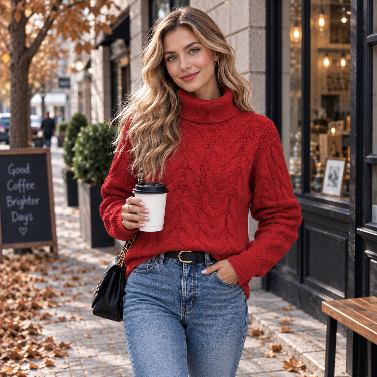 Long Sleeves Knit Turtleneck Sweater