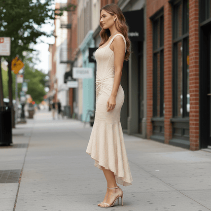 Flattering Cowl Neck Midi Dress
