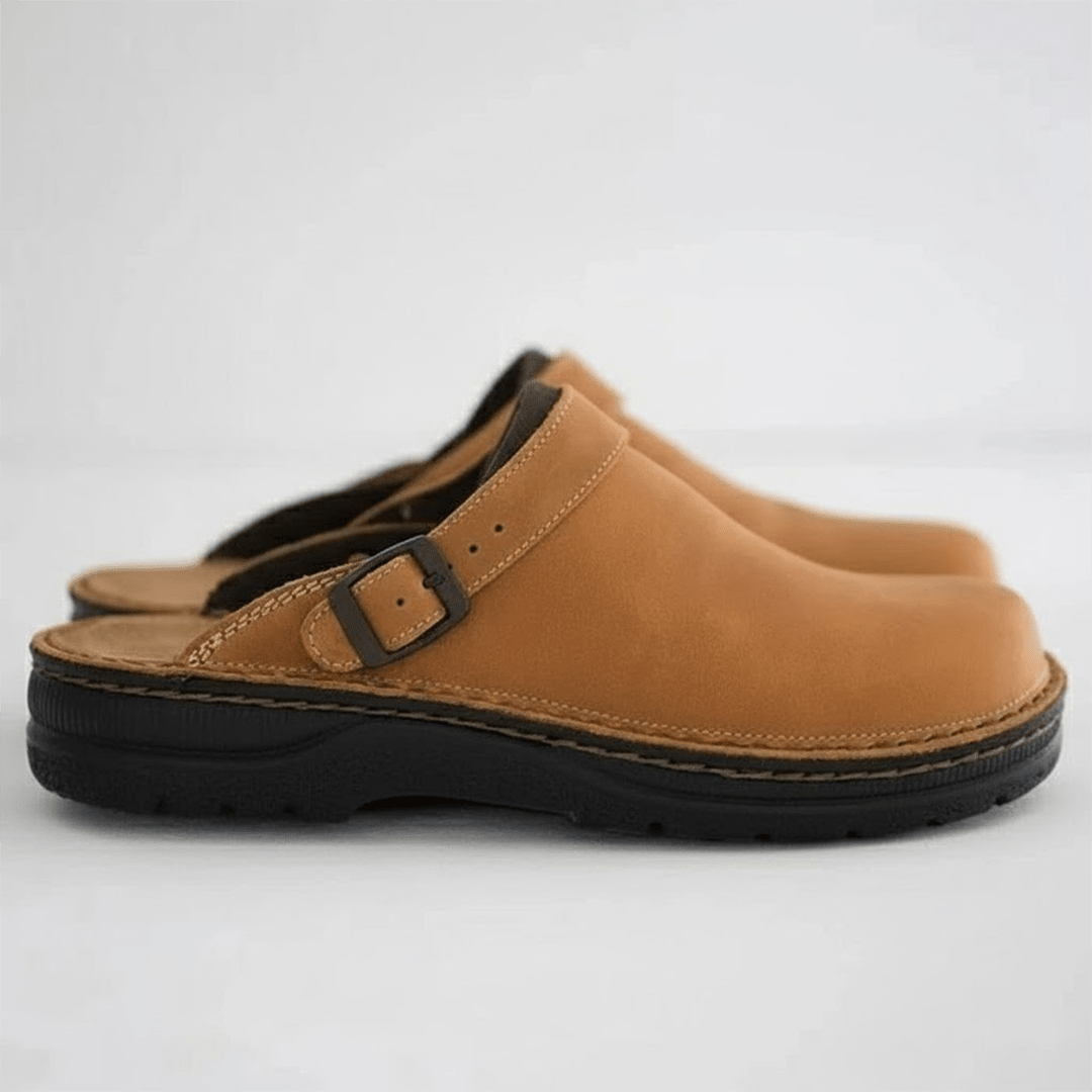 Cozy Leather Clogs Slip On