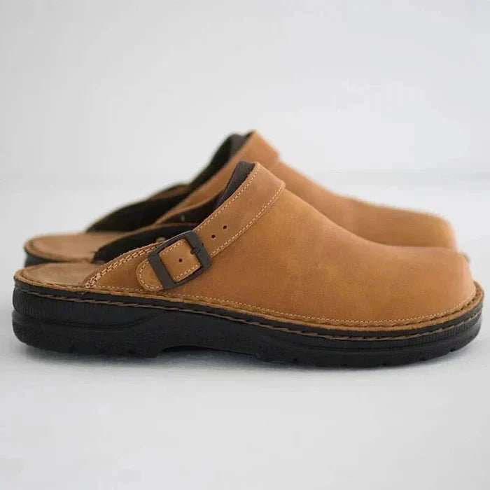 Cozy Leather Clogs Slip On