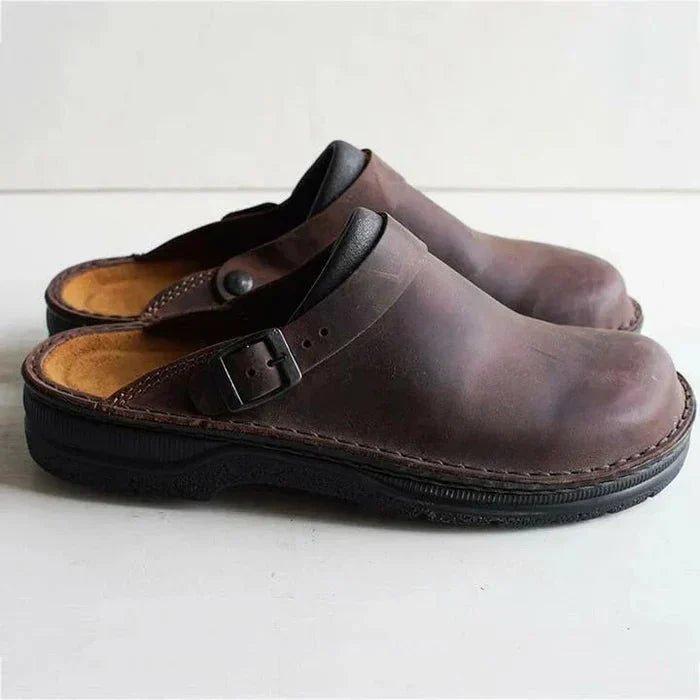 Cozy Leather Clogs Slip On