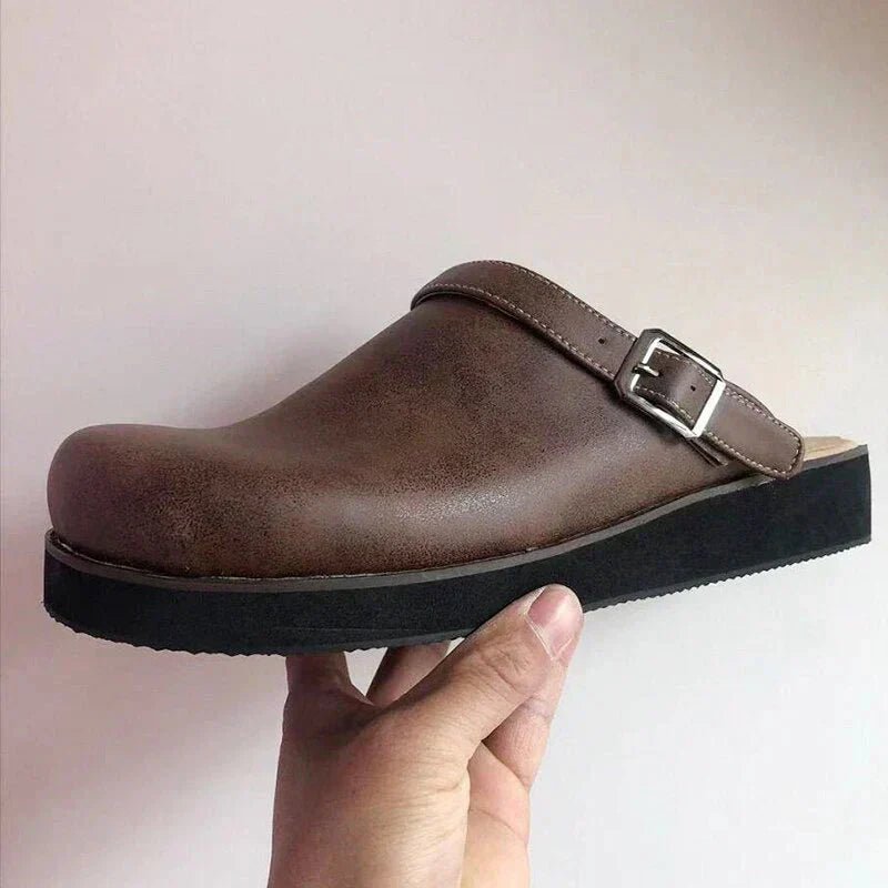 Cozy Leather Clogs Slip On