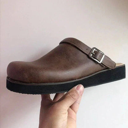 Cozy Leather Clogs Slip On