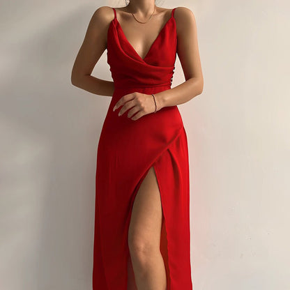 Elegant V-Neck Formal Maxi Dress