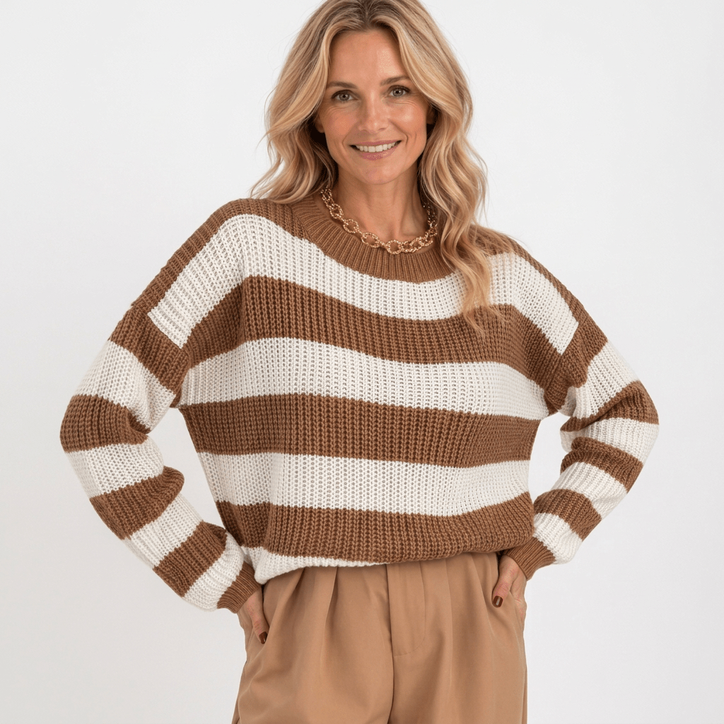 Striped Relaxed Fit Knit Sweater