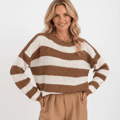 Striped Relaxed Fit Knit Sweater