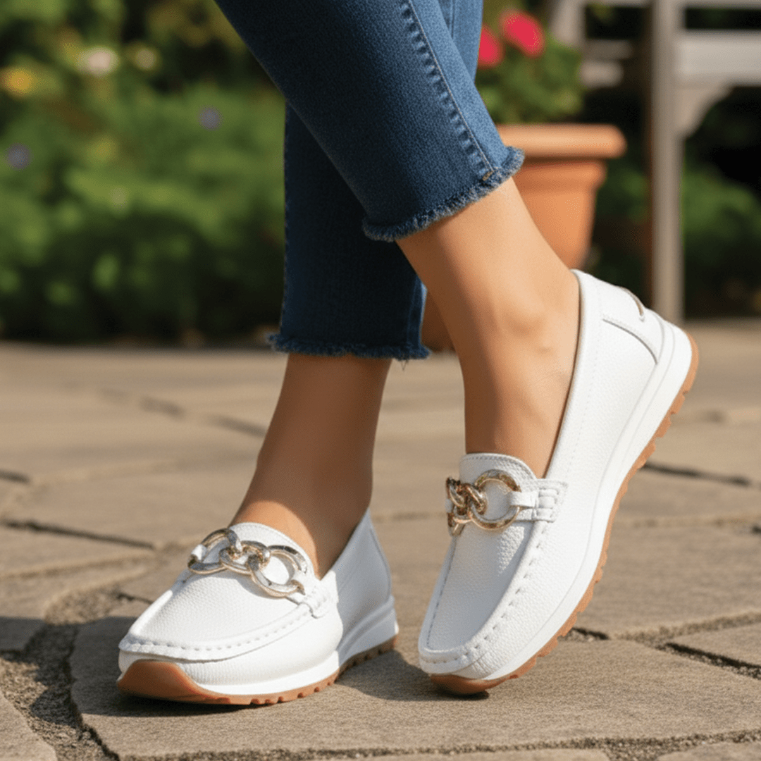 Sleek Leather Loafers Chain
