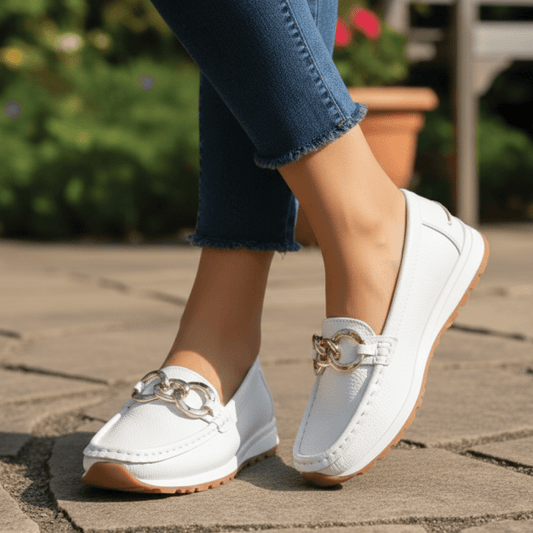 Sleek Leather Loafers Chain