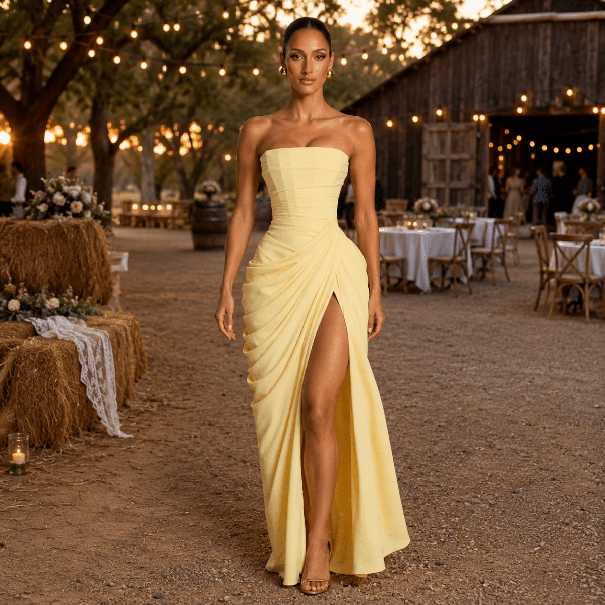 Elegant Floor-Length Dress with a Flattering Silhouette
