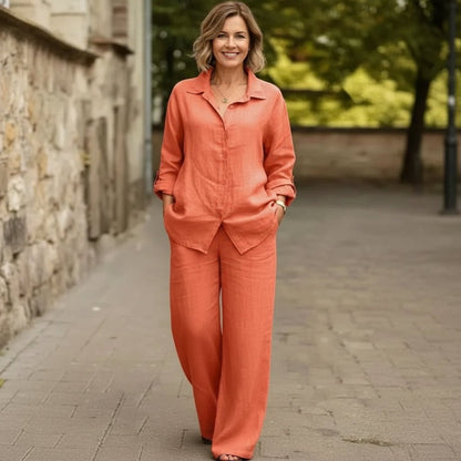 Chic Two-Piece Set with Relaxed Wide Leg Pants