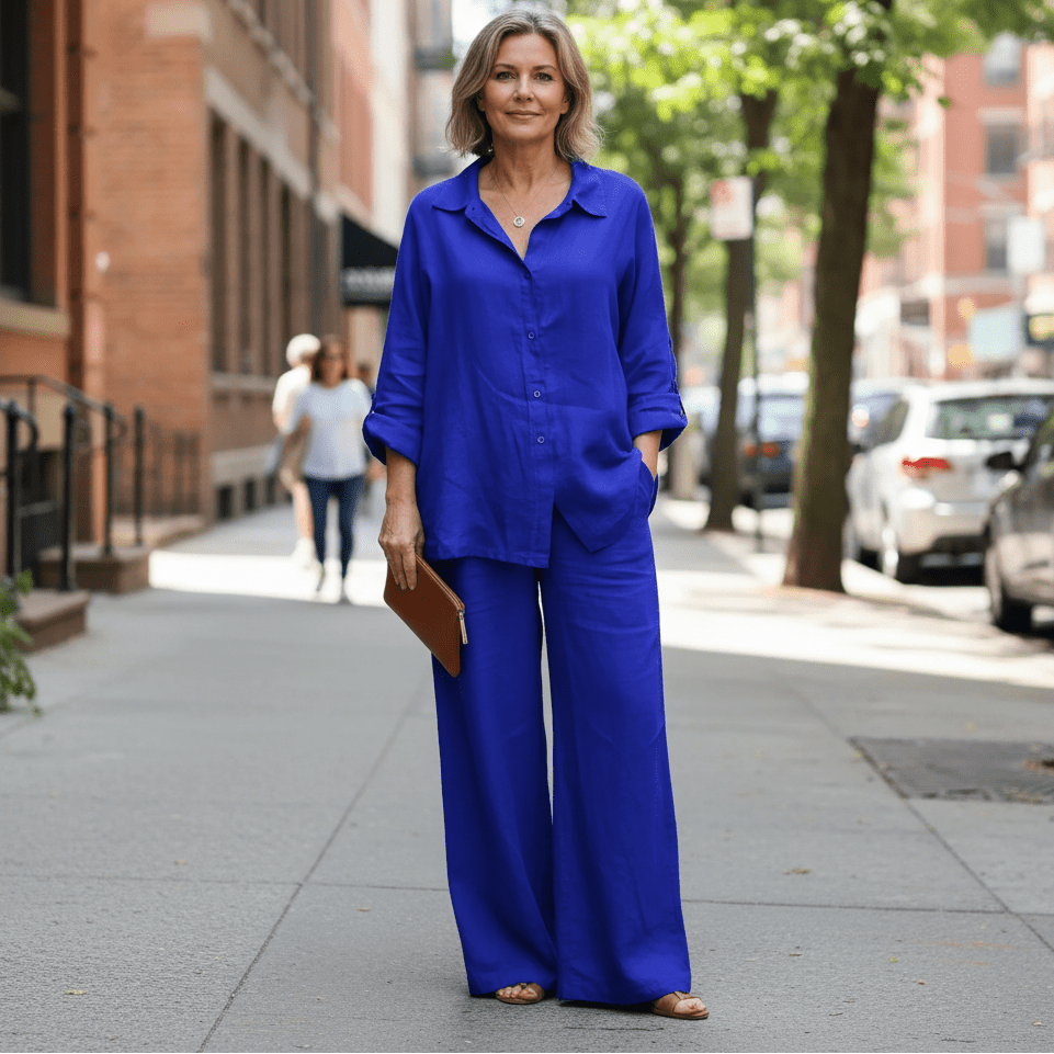 Chic Two-Piece Set with Relaxed Wide Leg Pants