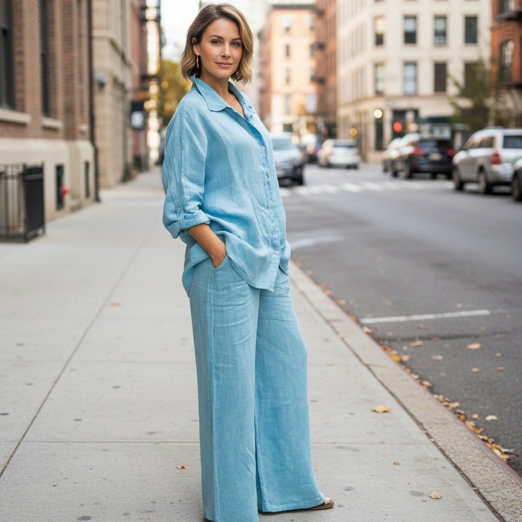 Chic Two-Piece Set with Relaxed Wide Leg Pants