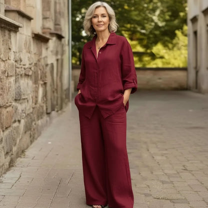 Chic Two-Piece Set with Relaxed Wide Leg Pants