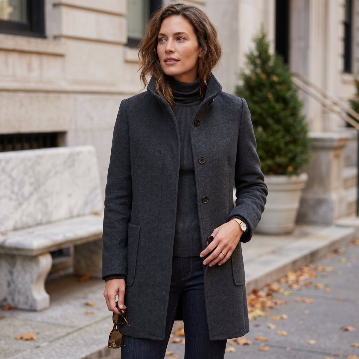 Classic Button Front Longline Collared Coat