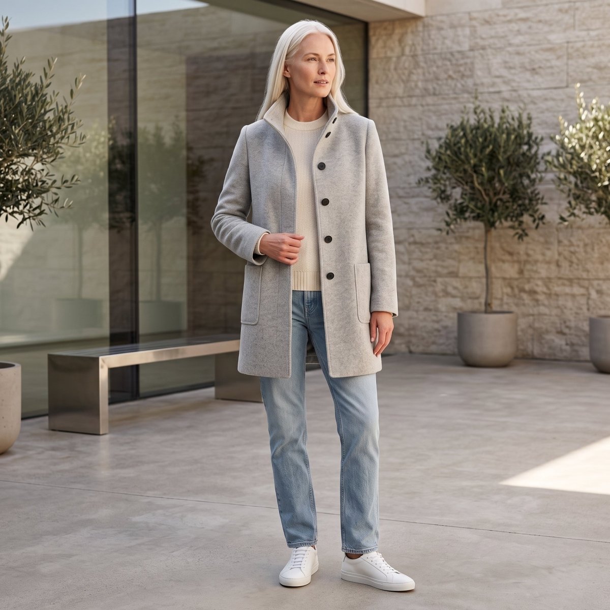 Classic Button Front Longline Collared Coat