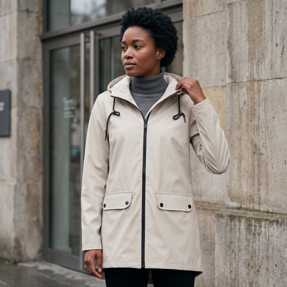 Hooded Longline Zip Utility Coat